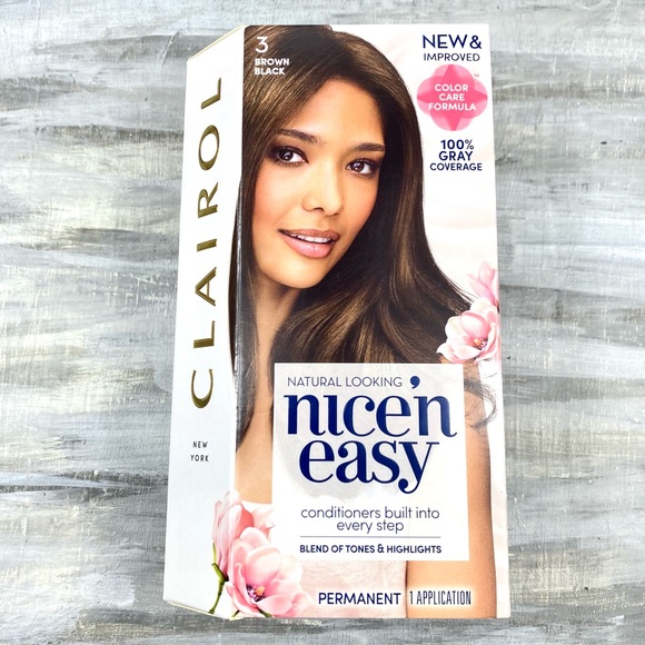 NWT Clairol Nice ‘n Easy Brown Black Permanent Hair Color Gray Coverage Box NIB - Picture 2 of 10